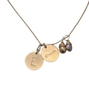 Nashelle 1/20 Gold Filled Pendant "E" Chain Necklace with 2 Crystal